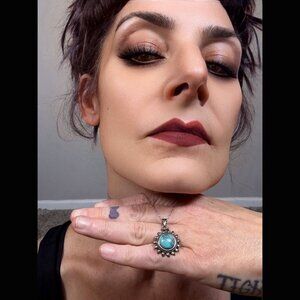 90s True Vintage Turquoise Sterling Silver .925 Native American Sun Necklace 18"